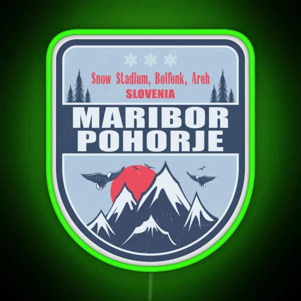 Maribor Pohorje Slovenia Vintage Winter Skiing Design RGB Neon Sign