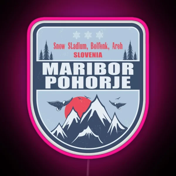 Maribor Pohorje Slovenia Vintage Winter Skiing Design RGB Neon Sign