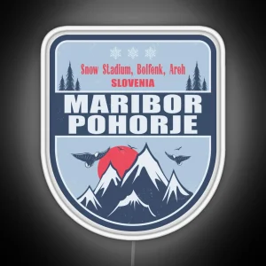 Maribor Pohorje Slovenia Vintage Winter Skiing Design RGB Neon Sign