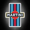 Elegant Martini Bar Decor with Vibrant RGB Neon Sign Lighting