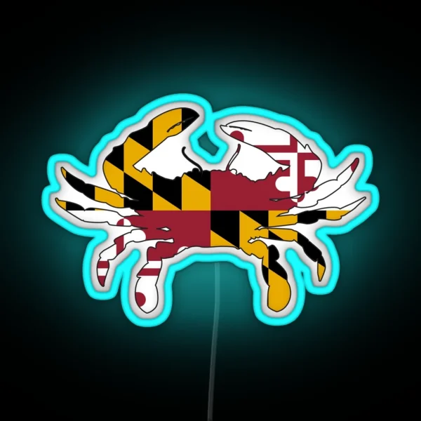 Maryland Flag Crab RGB Neon Sign