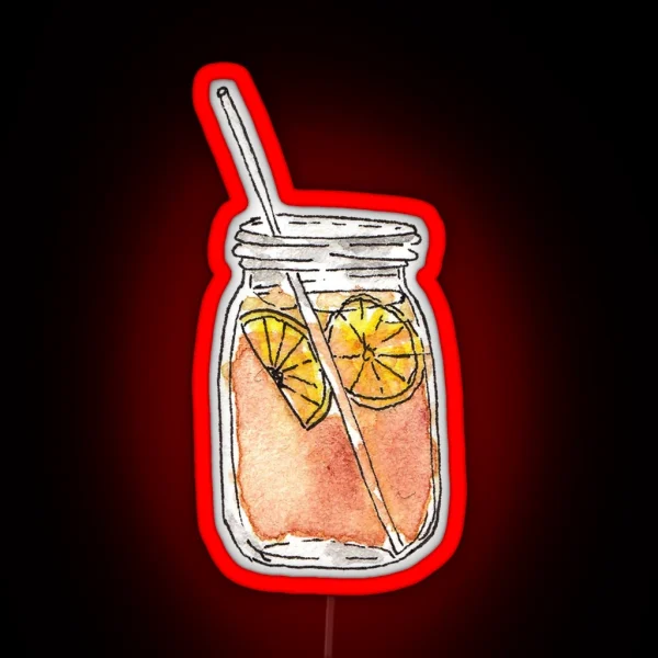 Mason Jar Summer Sun Ice Tea In Watercolor RGB Neon Sign