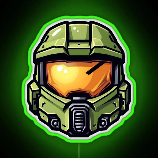 Master Chief Helmet Gamer RGB Neon Sign