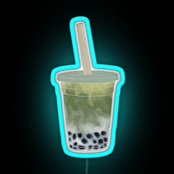 Matcha Boba Bubble Tea RGB Neon Sign