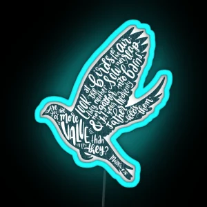 Matthew 26 6 More Than The Birds Dark Teal RGB Neon Sign