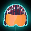 Neon Maverick helmet logo sign with vibrant colorful RGB lighting