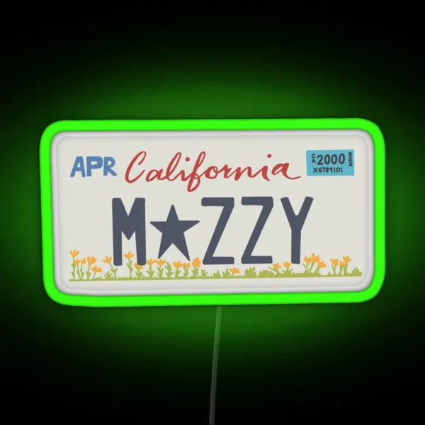 Mazzy Star California License Plate RGB Neon Sign