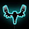 Vibrant Neon Meat Lover's Skull Decoration with Color Changing Effect