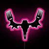 Vibrant Meat Lover's Neon Skull Sign with Color Changing RGB Lighting