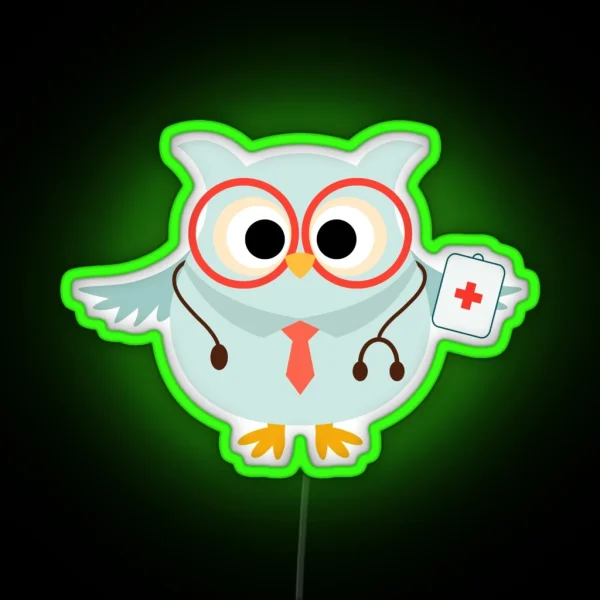 Medical Profession Owl Doctor RGB Neon Sign