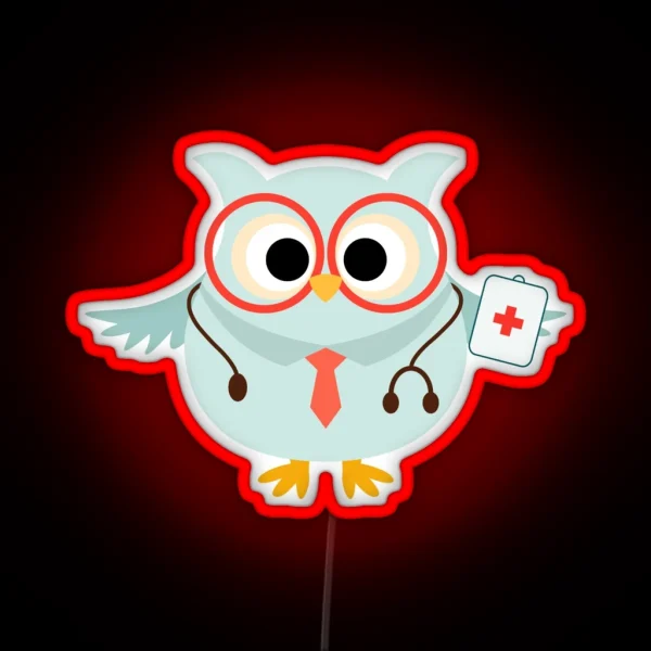 Medical Profession Owl Doctor RGB Neon Sign