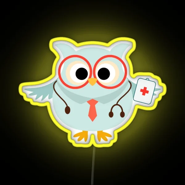 Medical Profession Owl Doctor RGB Neon Sign