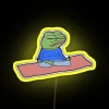 RGB Neon Meme Sign with Meditating Pepe Silhouette Design Artwork