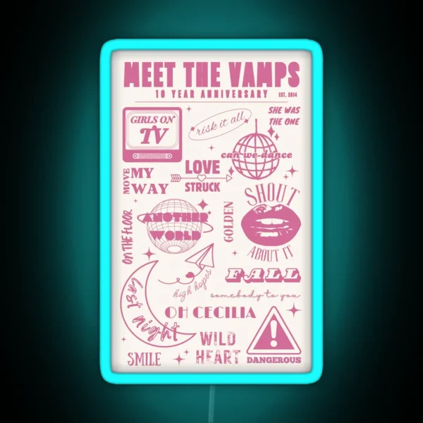 Meet The Vamps 10 Year Anniversary Print RGB Neon Sign