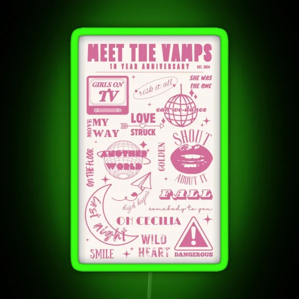 Meet The Vamps 10 Year Anniversary Print RGB Neon Sign