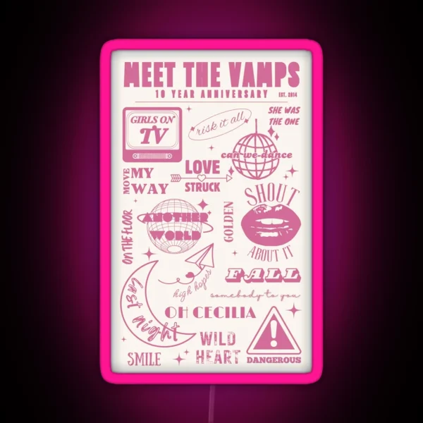 Meet The Vamps 10 Year Anniversary Print RGB Neon Sign