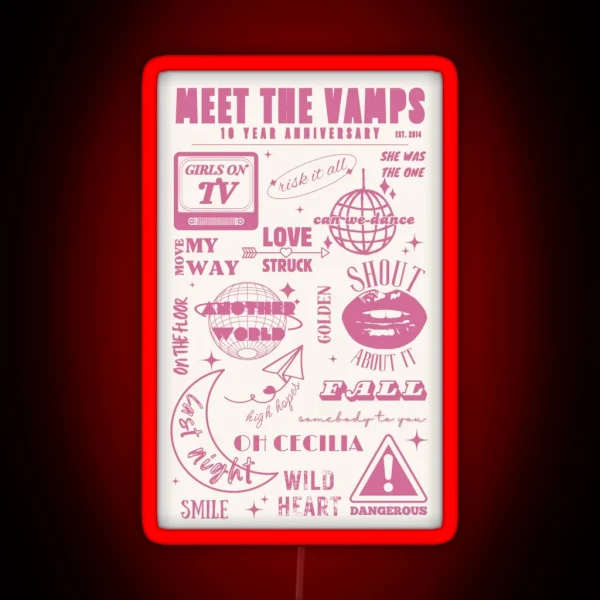 Meet The Vamps 10 Year Anniversary Print RGB Neon Sign