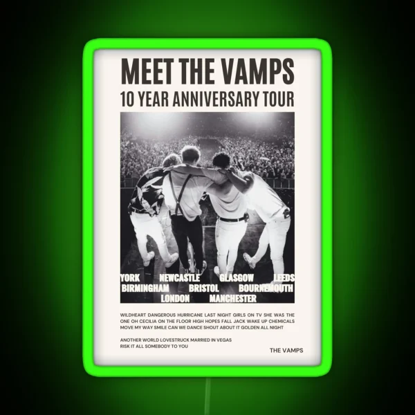 Meet The Vamps 10 Year Anniversary Tour Print RGB Neon Sign