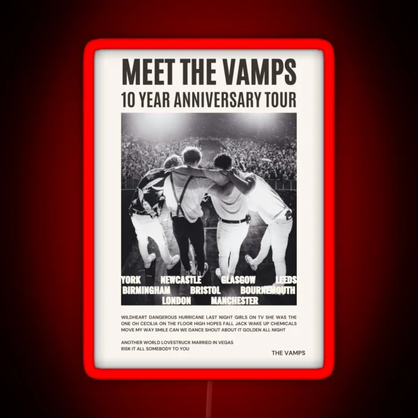 Meet The Vamps 10 Year Anniversary Tour Print RGB Neon Sign