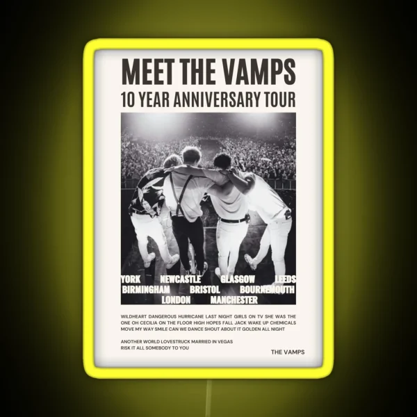 Meet The Vamps 10 Year Anniversary Tour Print RGB Neon Sign