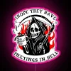 Recovery meetings in hell themed AA NA support RGB neon.