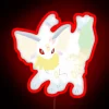 Bright and colorful LED light art featuring Mega Eevee design.