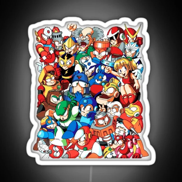 Mega Man 1 2 And 3 Robot Masters RGB Neon Sign