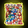 RGB Neon Sign Featuring Iconic Mega Man Robot Master Characters