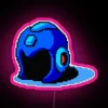 Retro gaming inspired Mega Man helmet neon display with RGB lights