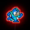 Classic video game character nostalgic pixel art RGB neon lighting.