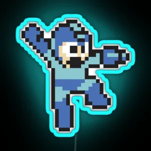 Megaman Jump N Shoot Black RGB Neon Sign