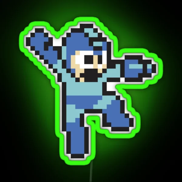 Megaman Jump N Shoot Black RGB Neon Sign