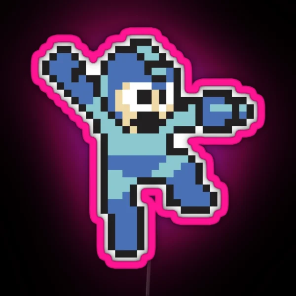 Megaman Jump N Shoot Black RGB Neon Sign