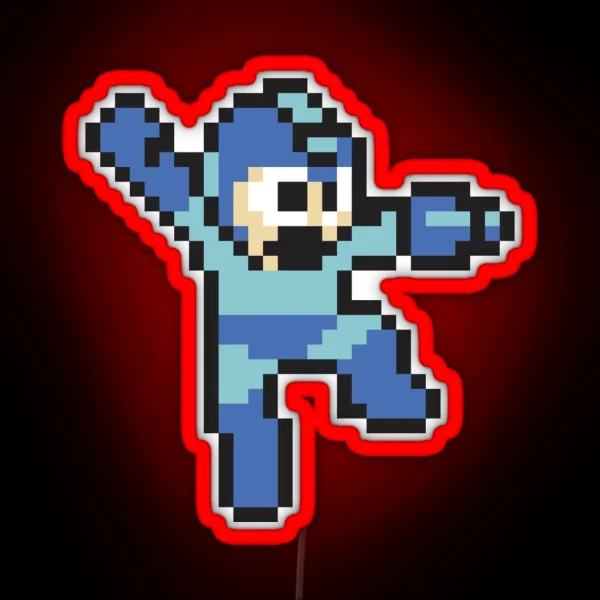 Megaman Jump N Shoot Black RGB Neon Sign