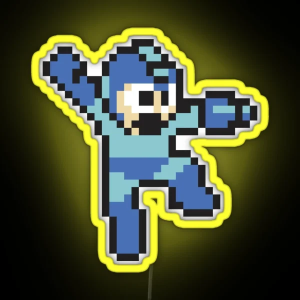 Megaman Jump N Shoot Black RGB Neon Sign