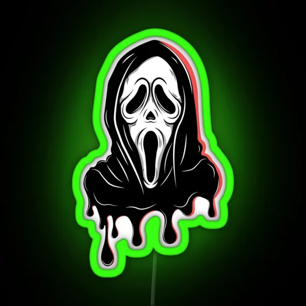 Melted Ghost Face Scream Movie Extra Scary RGB Neon Sign