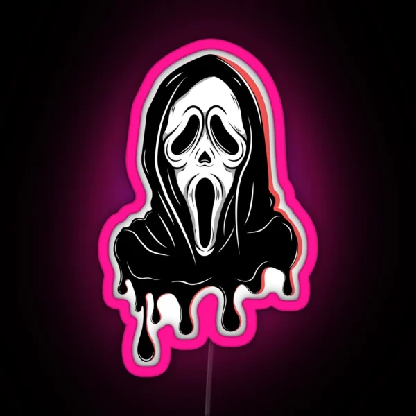 Melted Ghost Face Scream Movie Extra Scary RGB Neon Sign