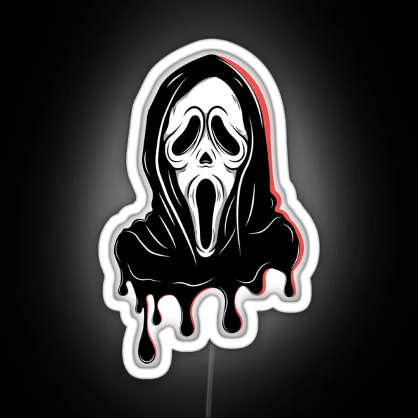 Melted Ghost Face Scream Movie Extra Scary RGB Neon Sign