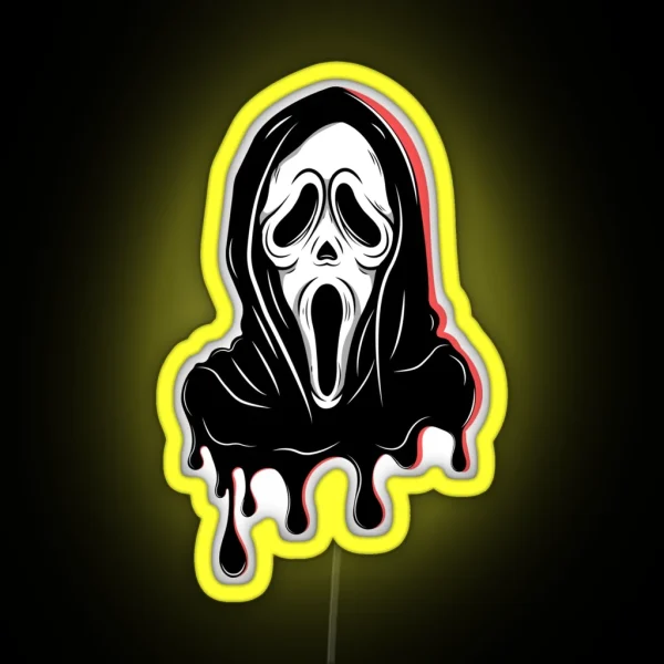 Melted Ghost Face Scream Movie Extra Scary RGB Neon Sign