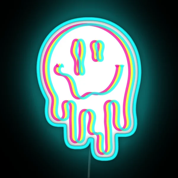 Melting Acid Smile Trippy RGB Neon Sign