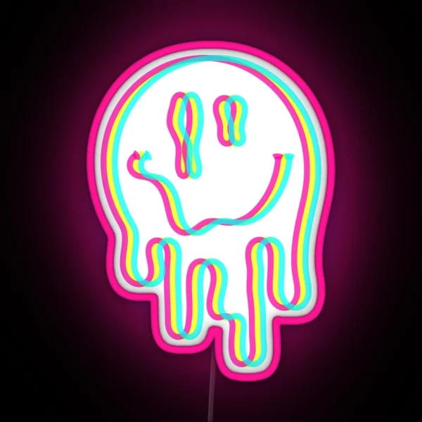 Melting Acid Smile Trippy RGB Neon Sign