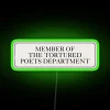 Neon decorative sign featuring literary art inspired by tortured poets