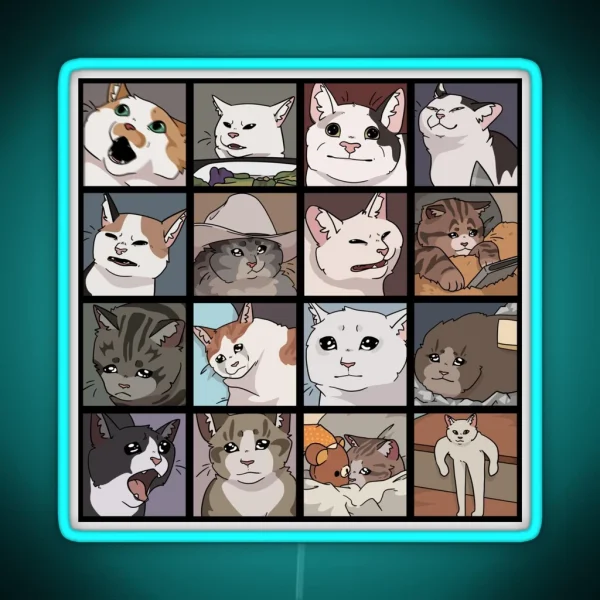 Meme Cats 2 0 RGB Neon Sign