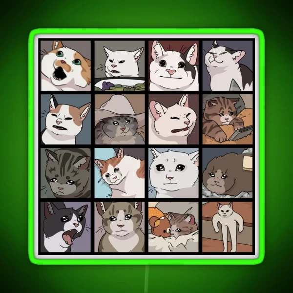 Meme Cats 2 0 RGB Neon Sign