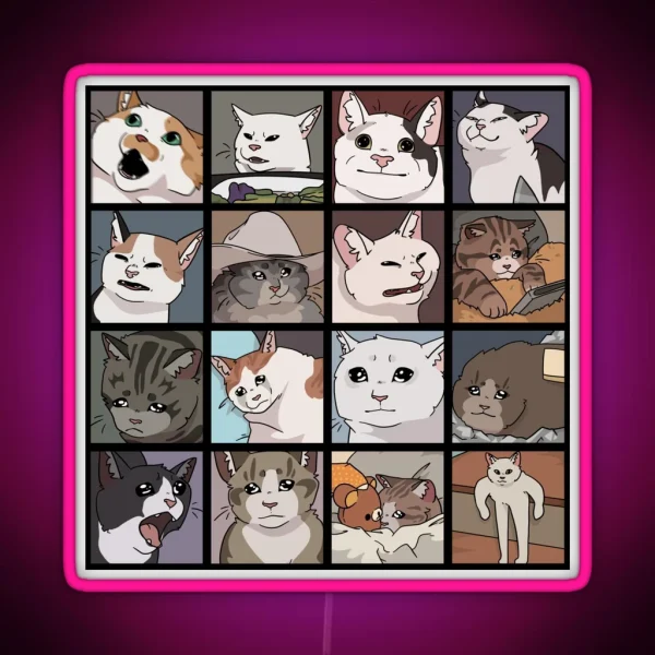 Meme Cats 2 0 RGB Neon Sign