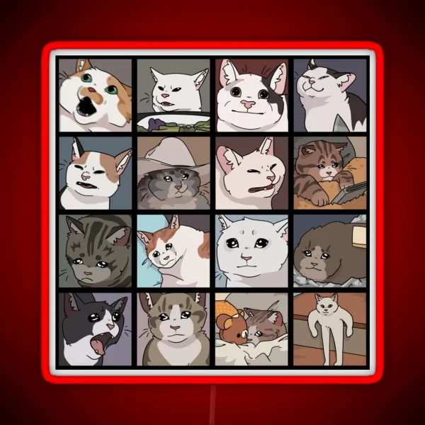 Meme Cats 2 0 RGB Neon Sign