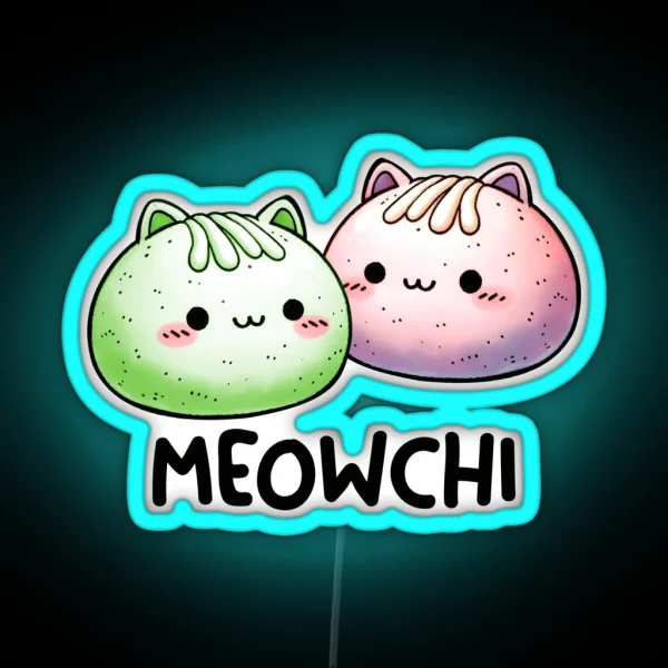 Meowchi Mochi Cat Pun RGB Neon Sign