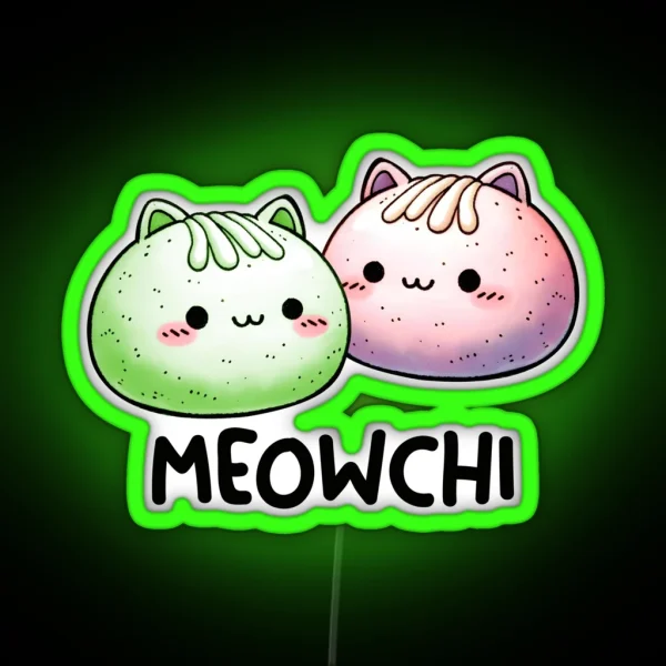 Meowchi Mochi Cat Pun RGB Neon Sign