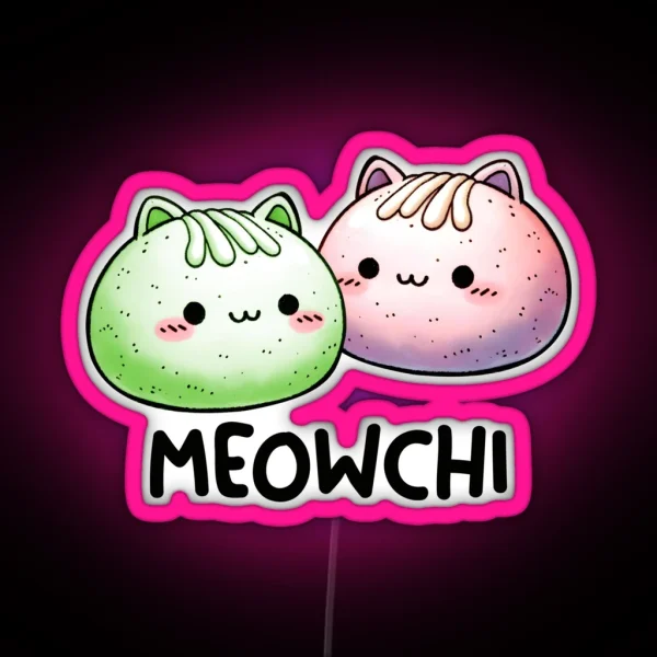 Meowchi Mochi Cat Pun RGB Neon Sign
