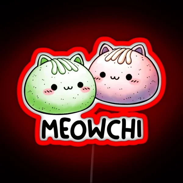 Meowchi Mochi Cat Pun RGB Neon Sign